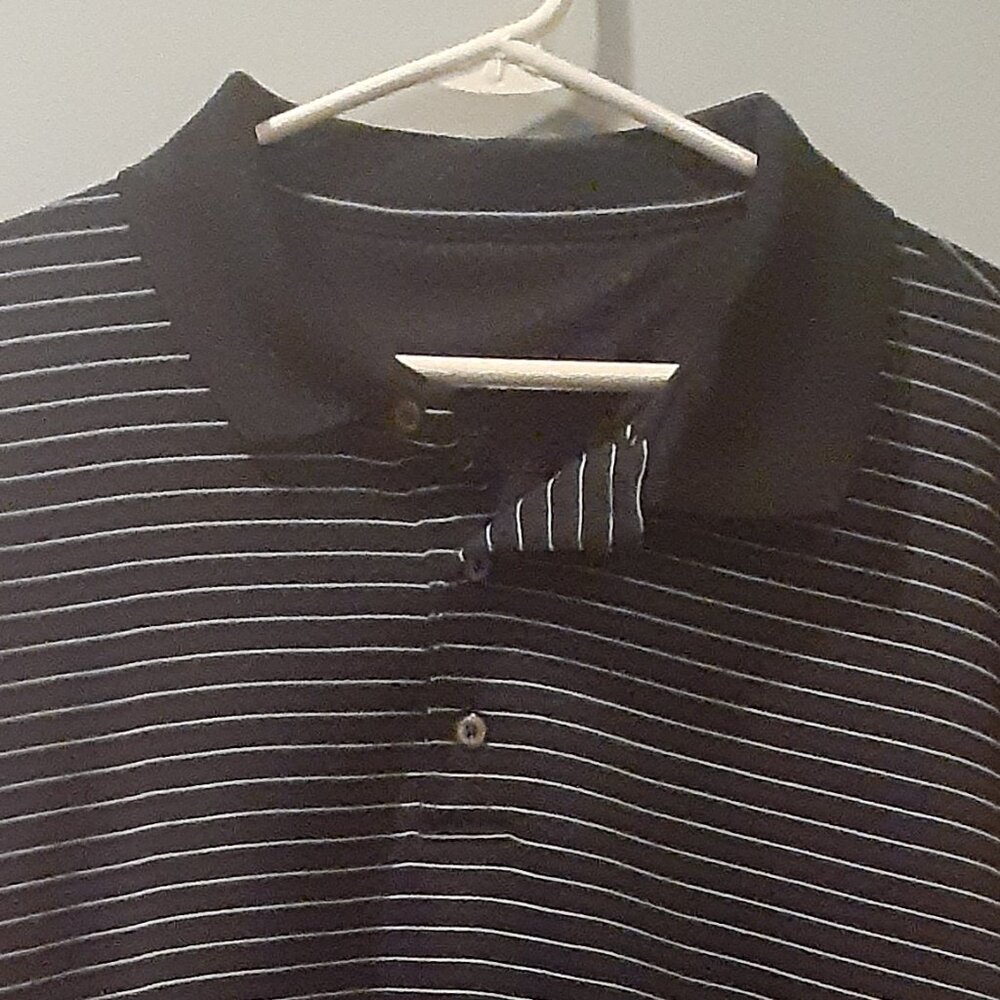 Black & White Stripe Polo Shirt (MEN'S XL)